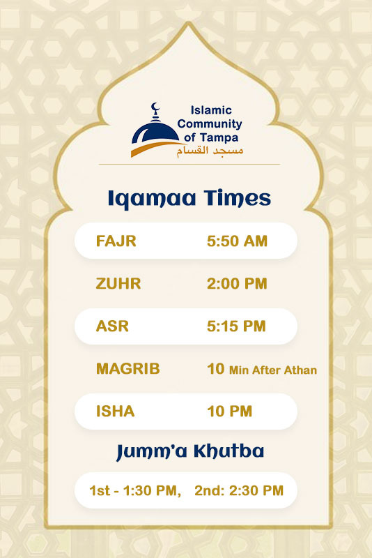 Tampa, ICT - May, 2025 Prayer times