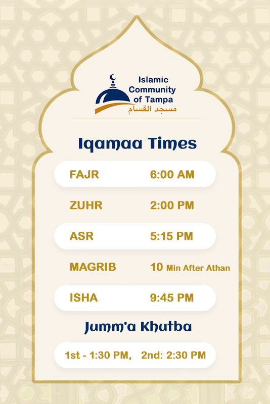 Tampa, ICT - 2025 Prayer times