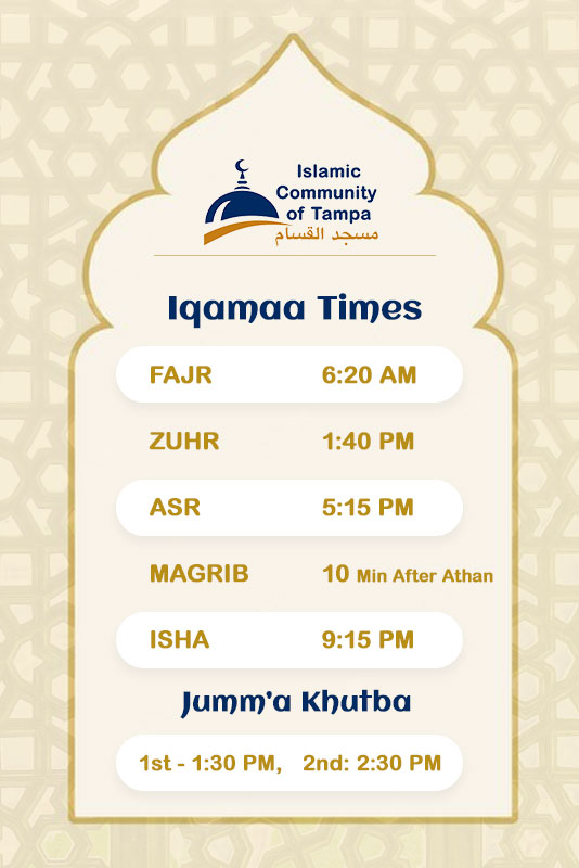 Tampa, ICT - 2025 Prayer times